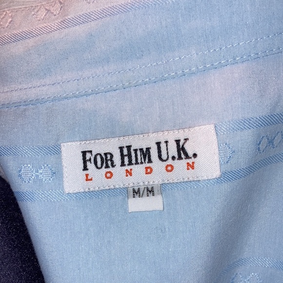 MEN’S FOR HIM UK London blue embroidered dress shirt. Size Medium. Never worn. - Picture 13 of 13